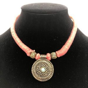 Tribal Necklace with brass pendant